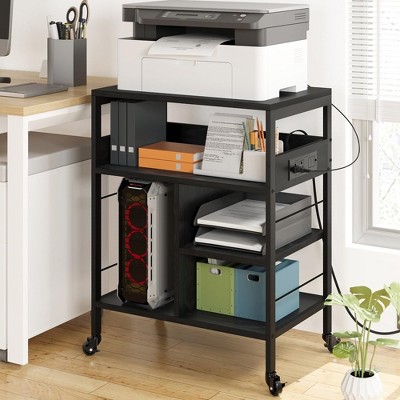 Industrial Printer Cart, 4-Tier Mobile Printer Stand