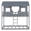 YOOCOZZ Twin Over Twin Bunk Bed Wood Bed with Roof, Window, Guardrail and Ladder - 2 of 4