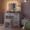 Fredees Vanity Desk: Lighted Mirror, Power Outlet, Rustic Makeup Table, Drawers, Stool, Hollywood Mirror with 3-Color Lights - 2 of 4