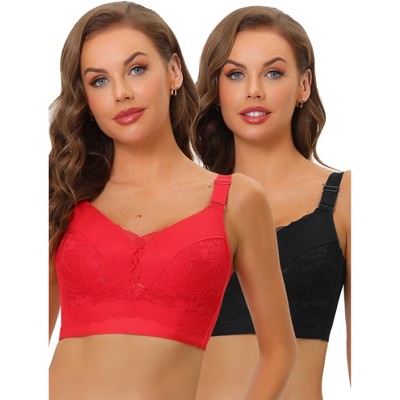 Allegra K Women's Wide Straps Full Coverage Longline Hem Wirefree Bralettes 2 Packs