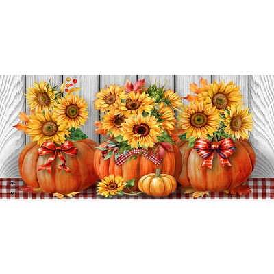 Briarwood Lane Fall Sunflowers in Pumpkins Mini Mat 22x10 Indoor Outdoor For Fall Doormat
