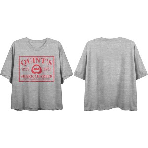 Jaws Quint's Charter Women's Heather Gray BF Crop Tee - 1 of 3