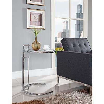 Eileen Gray Adjustable Chrome and Glass Round Side Table