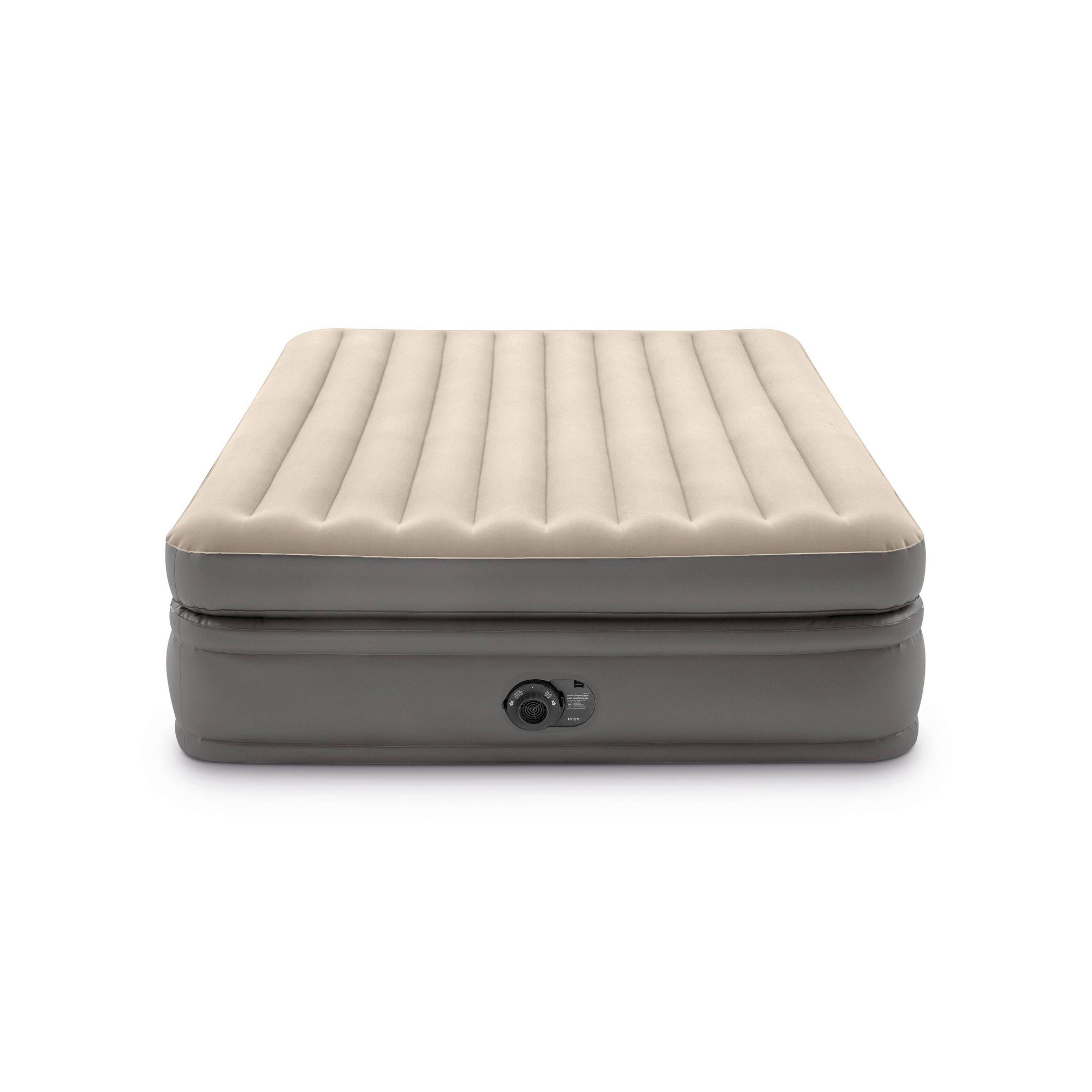 Intex Raised Comfort Pillowtop 20" Queen Air Mattress with Built in Pump