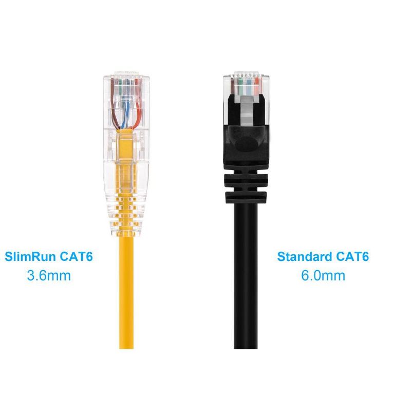 Monoprice Cat6 Ethernet Patch Cable - 14 feet - Yellow, Snagless RJ45 Stranded 550MHz UTP CMR Riser Rated Pure Bare Copper Wire 28AWG - SlimRun Series, 2 of 7