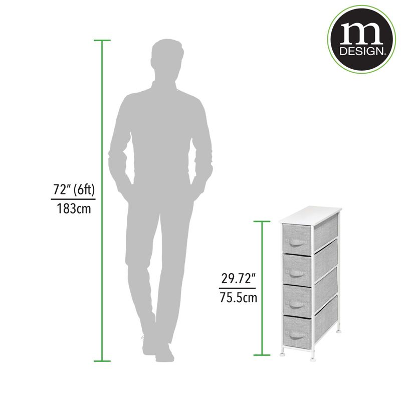 mDesign Narrow Dresser Storage Tower Stand with 4 Fabric Drawers,, 4 of 11