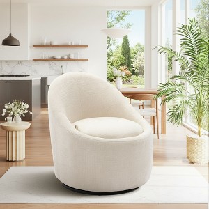Modern Barrel Swivel Chairs with Concealed Storage, Round Upholstered Accent Chairs - 1 of 4