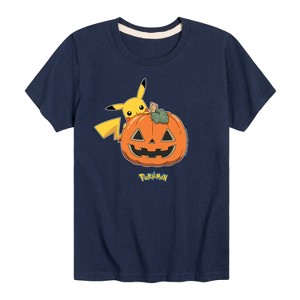 Boys' - Pokémon - Pikachu Halloween Jack O' Lantern Pumpkin Short Sleeve Graphic T-Shirt - 1 of 4