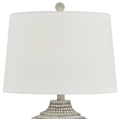 Gray Wash Resin Jug Table Lamp with White Linen Shade