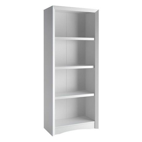 59 Adjustable 4 Shelf Quadra Bookcase Faux Woodgrain Finish White -  CorLiving
