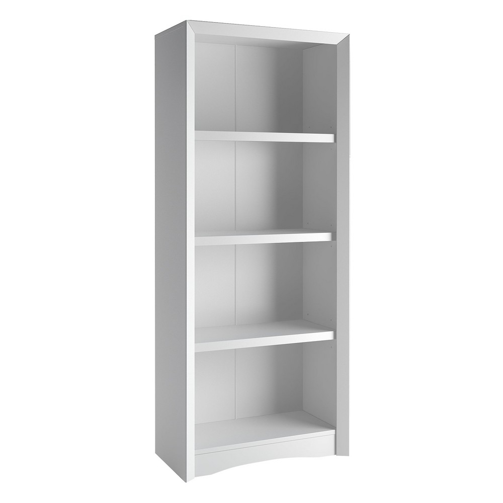 Photos - Wall Shelf CorLiving 59" Adjustable 4 Shelf Quadra Bookcase Faux Woodgrain Finish White - CorLi 