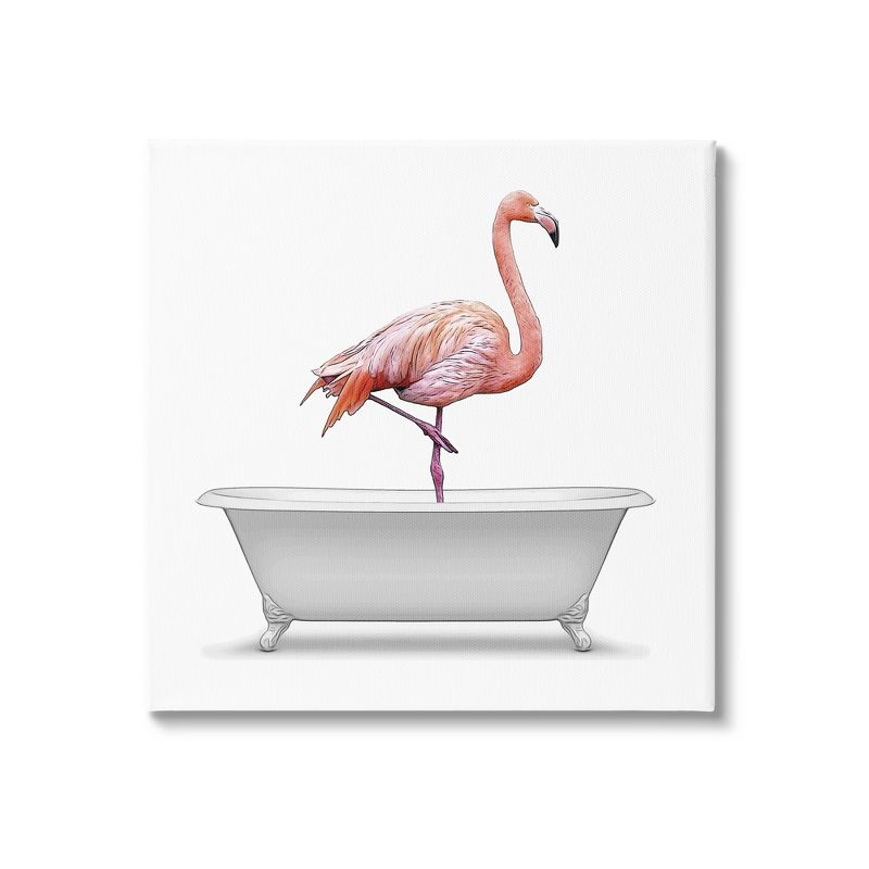 Stupell Industries Flamingo Antique Bathroom Tub Gallery Wrapped Canvas Wall Art, 1 of 5