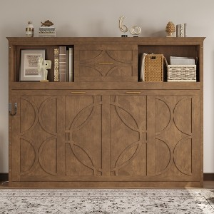 Whisen Wood Twin Size Murphy Bed with Charging Station and a Drawer - 1 of 4