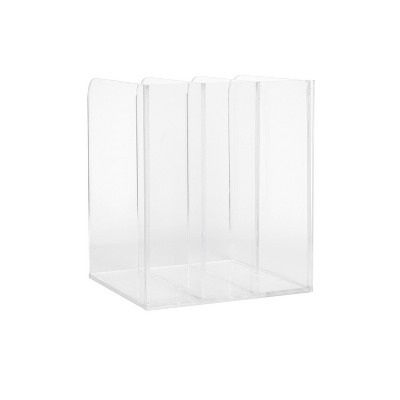 Clear Acrylic 3 Section File Holder with Anti-Slip Feet