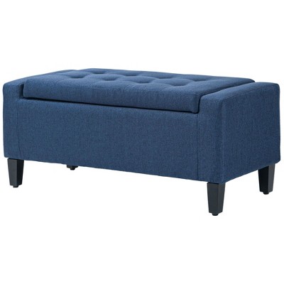 NicBex Lift Top Storage Ottoman Bench with Linen Upholstered and Button Tufted for Living Room, Blue