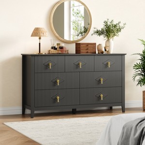 Fluted 7 Drawers Dresser,54" Wide Modern Chest of Drawers with Gold Metal Handle,Dresser TV Stand, Wood Drawer Organizer for Bedroom, Living Room - 1 of 4