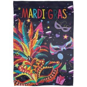 Northlight Feathered Carnival Mask "Mardi Gras" Outdoor Flag - 40" x 28" - 1 of 4