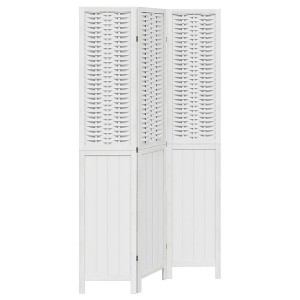 vidaXL Room Divider 3 Panels White Solid Wood Paulownia - 1 of 4