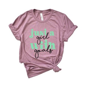 Simply Sage Market Women's Just A Girl With Goals Puff Print Short Sleeve Graphic Tee - 1 of 4