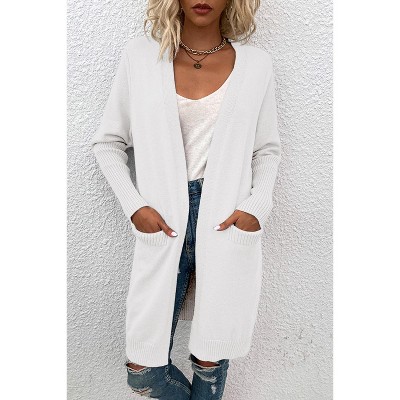 Women's Long Cardigans Cozy Open Front Casual Fall Sweater Coat with Pocket
