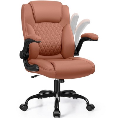 KERDOM Leather Office Chair, Big and Tall Office Chair 400LBS Wide Seat, Brown