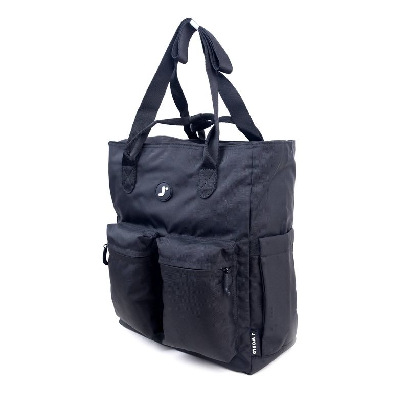 JWorld Timo12&#34; Tote - Black: Gender Neutral Work Bag, Recycled Water Resistant, Adjustable Strap, 2 of 6