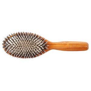 Bass Brushes Shine & Condition Hair Brush Premium Bamboo Handle with Premium 100% Pure Firm Natural Boar Bristles+Nylon Pin Large Oval Dark Bamboo - 1 of 4