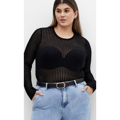 Women's Plus Size Eleni Top - black | CITY CHIC