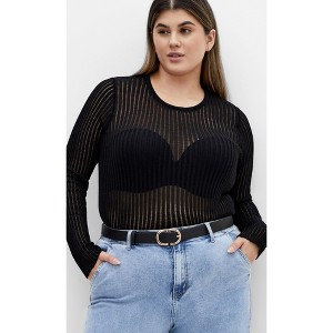 Women's Plus Size Eleni Top - black | CITY CHIC - 1 of 4