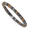 Chisel Stainless Steel Brushed Black Spectrolite and Grain Stone Beaded Stretch Bracelet - 2 of 2