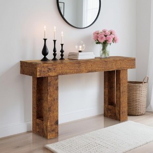 63" Farmhouse Console Table - Long Sofa Table Behind Couch, Wooden Entryway Table - 1 of 4