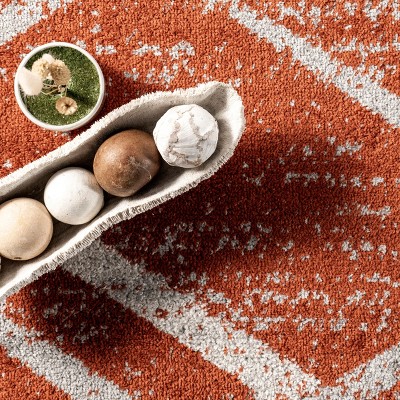Thigpen Dark Orange Rectangular Synthetic Area Rug
