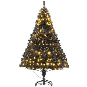 NAYSAYE 6ft Pre-Lit Artificial Christmas Tree, Full Holiday Xmas Tree with 1000 PVC Branch Tips, Sturdy Base, for Indoor Home Office Decor, Black - 1 of 4