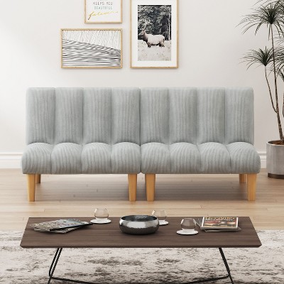 CAVINAS 65.75" Corduroy Sofa Bed Minimalist Upholstered Convertible Sofa Bed Sleeper with Wooden Legs for Apartment