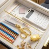 Martha Stewart 3pc 12" x 6" Plastic Stackable Office Desk Drawer Organizers with Gold Trim Clear - 3 of 4
