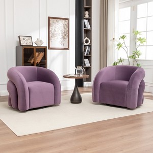 SEYNAR Modern Glam Velvet 360 Degree Swivel Accent Armchair with Tufted Back Set of 2 - 1 of 4