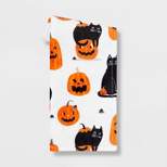 Cat and Pumpkin Printed Plush Halloween Throw Blanket - Hyde & EEK! Boutique™