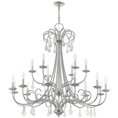 Elegant Polished Chrome & Crystal 18-Light Chandelier