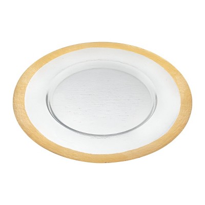 HomeRoots 13" Clear And Gold Glass Charger Plate