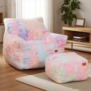 Hooseng Bean Bag Chair, Memory Foam Stuffed Lazy Sofa with Back and Footstool, Cozy Lounge Chair and Footrest Sets for Bedroom, Living Room - 1 of 4