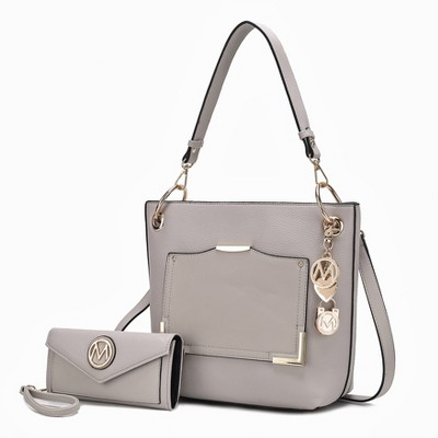 MKF Collection Grace Vegan Leather Women’s Tote Bag with Wallet by Mia K- Light Gray