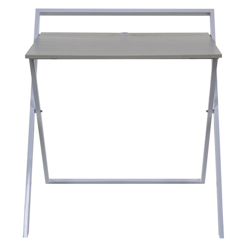 Basics No Assembly Folding Desk with Dual Usb Charger Whitewashed Oak/White - OneSpace, 2 of 8