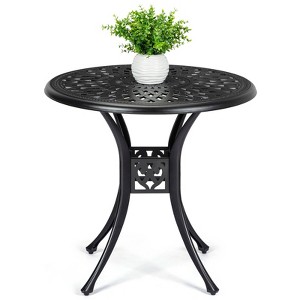 Garvee 23.22/31 Inch Cast Aluminum Side Table, Patio Bistro Table with Adjustable Feet, Outdoor Bistro Table for Porch, Backyard, Garden, Balcony - 1 of 4