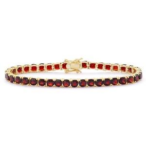 Designs By Gioelli 14K Gold Over Sterling Silver Garnet Tennis Bracelet - 1 of 2