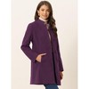 INSPIRE CHIC Women's Winter Stand Collar Single Breasted Mid-thigh Long Overcoat - 2 of 4
