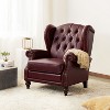 Amanda 33 Wide Genuine Leather Wingback Armchair with Solid Tapered Wood Legs and Nailhead Trim| ART OF LIVING DESIGNS - 2 of 4