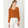 INSPIRE CHIC Women's Office Work Ruffle V Neck Long Sleeve Chiffon Peasant Blouse - 3 of 4