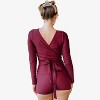 Calypsa Women's Avery 2-Piece Long Sleeve Wrap Swim Set With Reversible Top and Tummy Control Shorts - 2 of 4