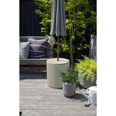Sand Concrete-Plastic Outdoor Side Table with Umbrella Hole