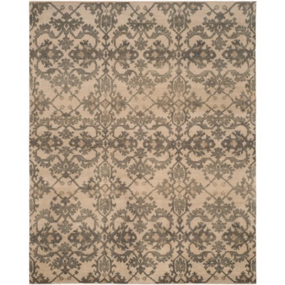 Ivory and Gray Hand-Knotted Wool 6' x 9' Area Rug